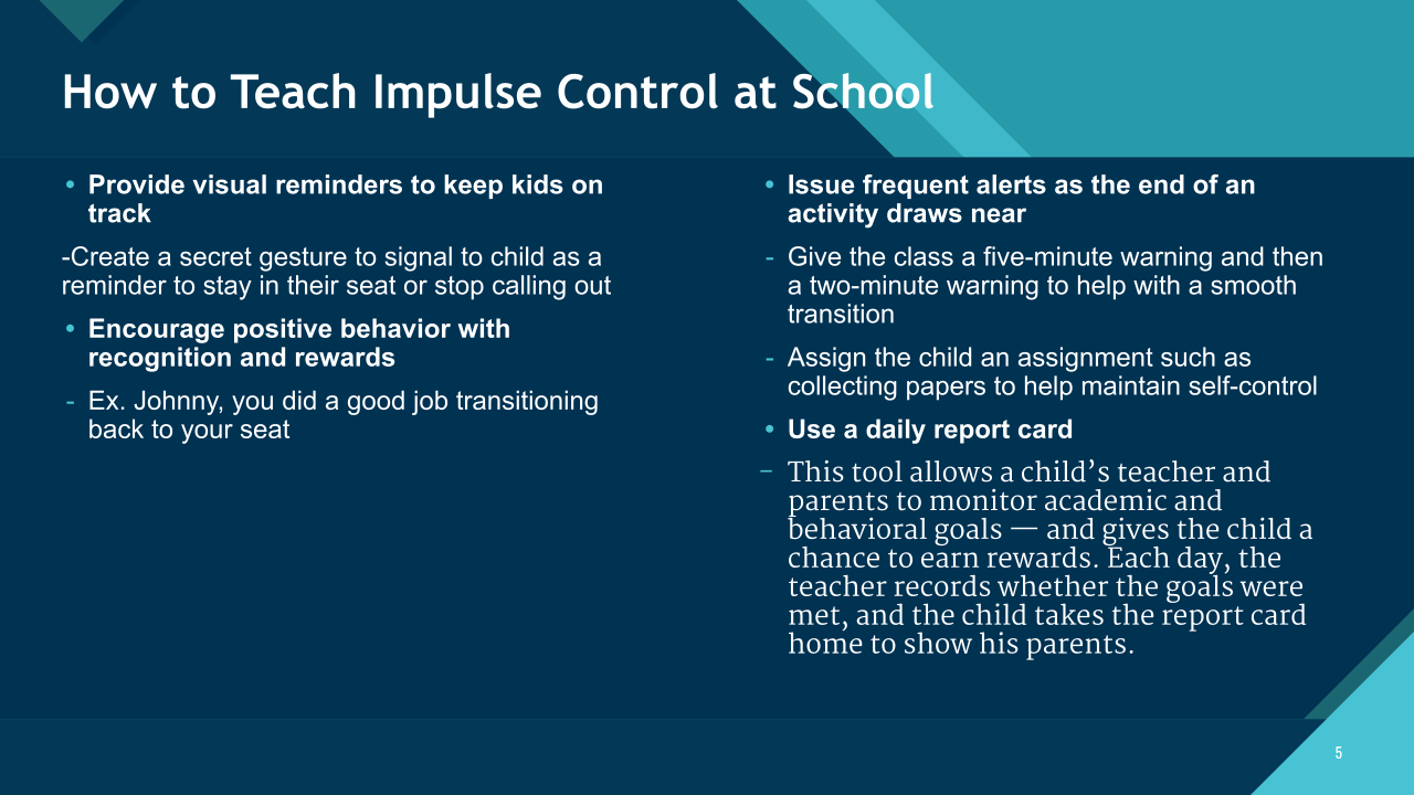 Impulse control at school