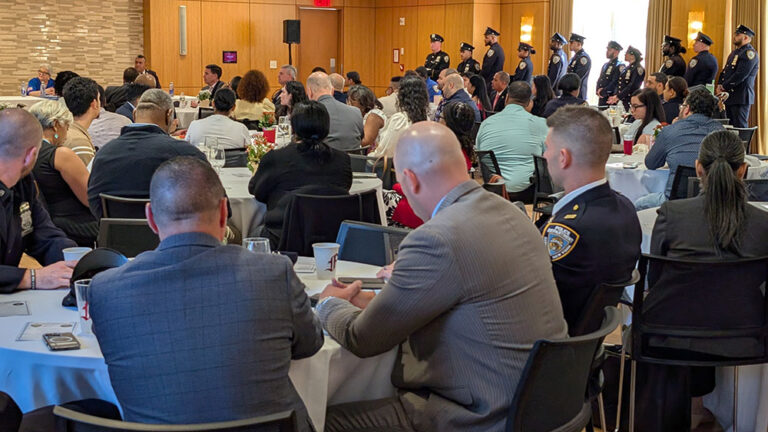 Tables of guests enjoying the 48th Precinct Community Council Annual Awards Breakfast