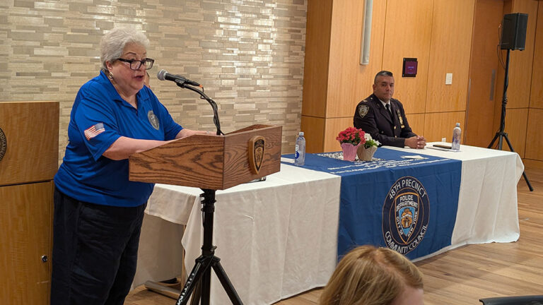 VIP's Carmen Rivera speaks at a podium while guests look on