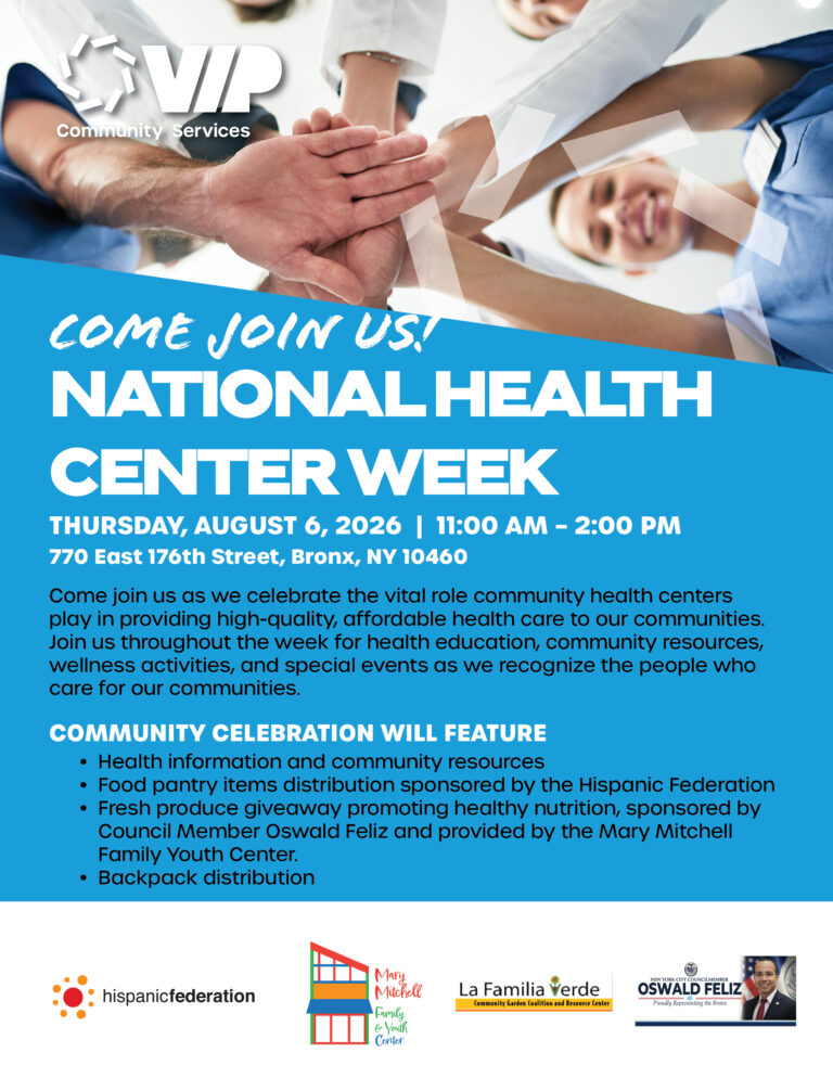 National Health Center Week community celebration Thursday, August 6th, 2026 from 11 a.m. to 2 p.m.